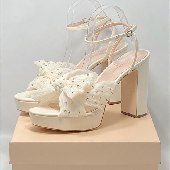 Loeffler Randall Natalia Crystal-Embellished Bow Platform Sandals size 10.5 - Picture 11 of 13